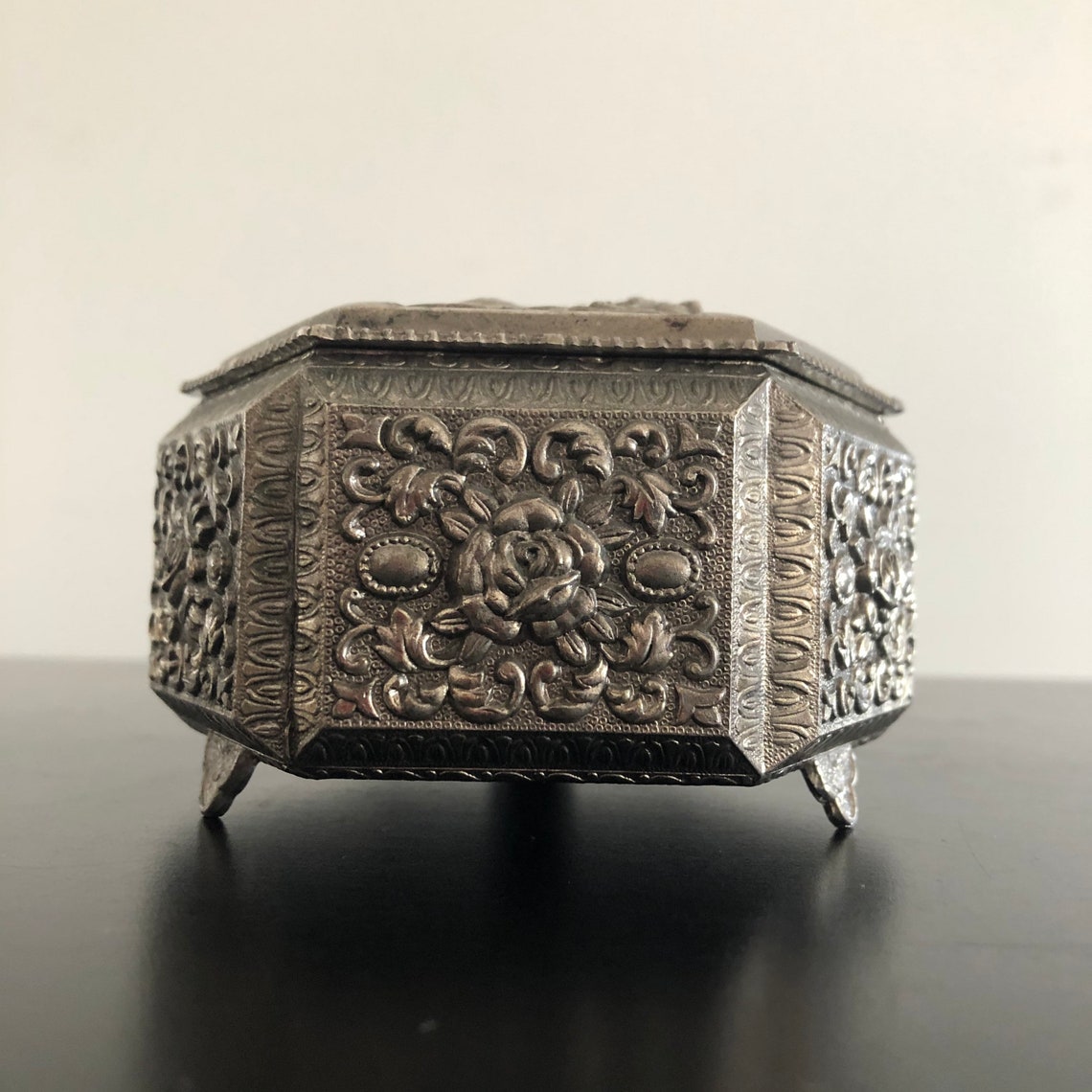 VintagePewter Jewelry BoxTrinket BoxSilver Jewelry Etsy