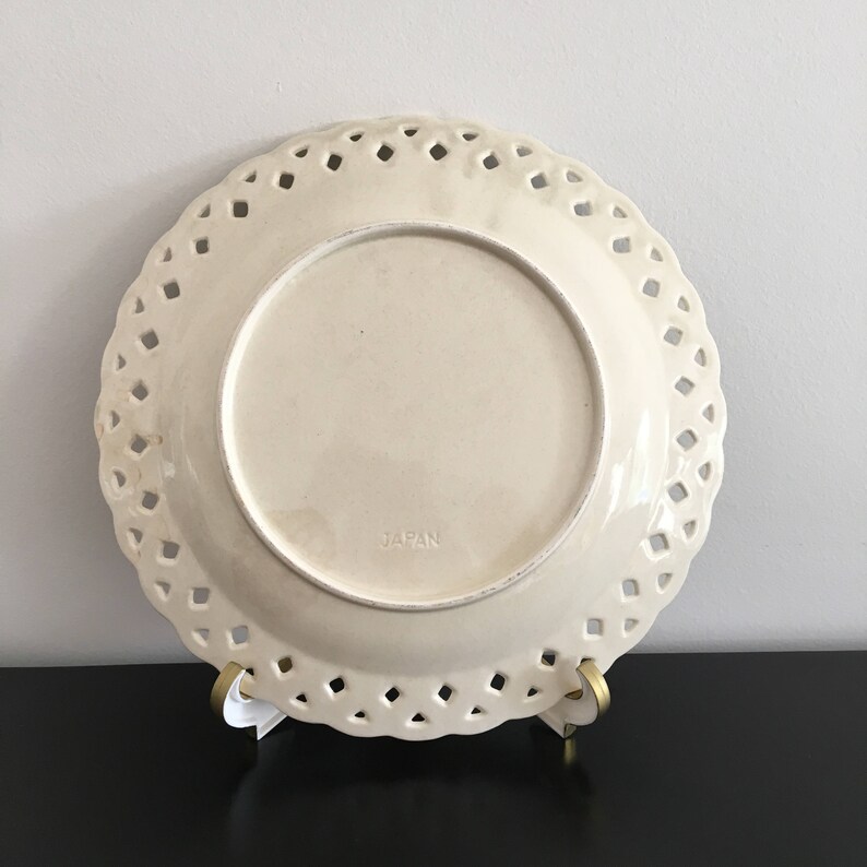 Vintage Decorative Bowl Oriental Peacock,Made In Japan Japanese Ceramic Plate Ceramic Peacock Plate Large Plate Basket Weave Border