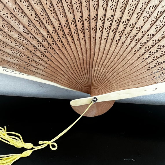 Vintage,Wooden Folding Fan,Chinese Fan,Hand Fan,W… - image 5