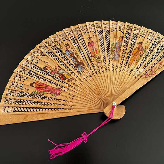 Vintage,Wooden Folding Fan,Hand Fan,Chinese Foldi… - image 4