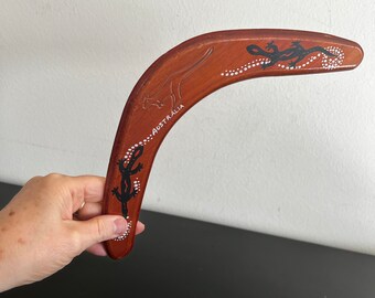 ヴィンテージの手彫りブーメラン：オーストラリアのアボリジニアート