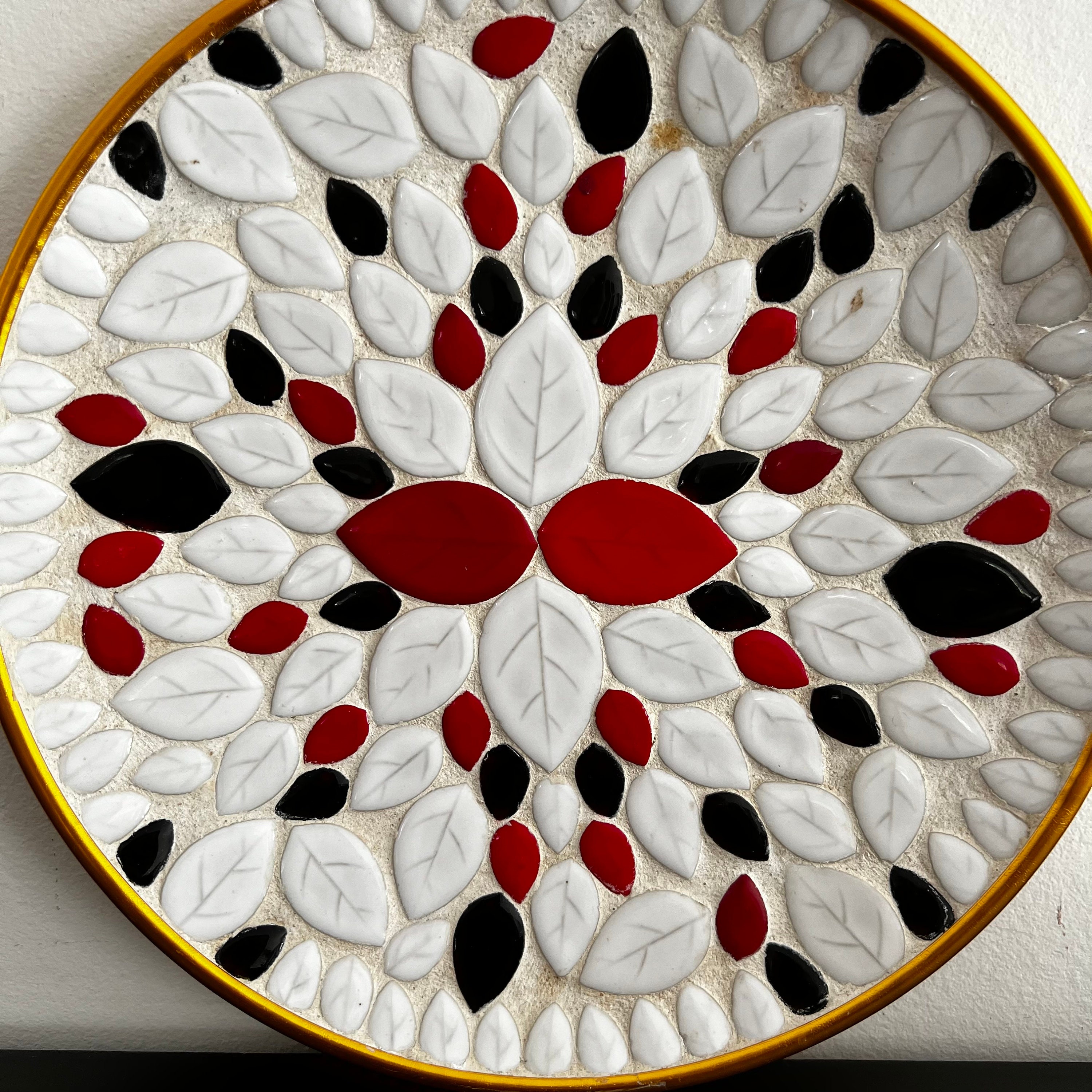 Vintage Mosaic Tile Plate: Mid Century Modern Retro Decor, Made in