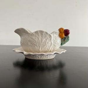Vintage,Gravy Boat,Shorter And Son,Ceramic Gravy Boat,Majolica,Gravy Boat And Dish,Cabbage Leaf,Kitchen Decor,Sauce Jug,Leaf Design,Gift