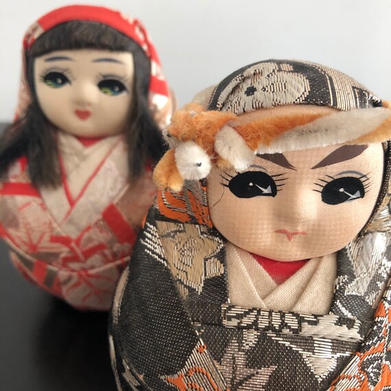 Vintage bambole Hime Daruma bambole nuziali giapponesi bambole giapponesi tessuto kimono interni giapponesi regalo giapponese Etsy Italia