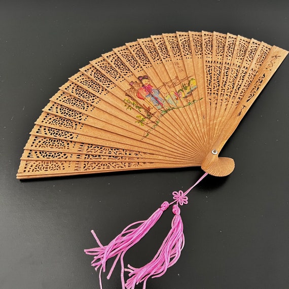 Vintage,Wooden Folding Fan,Chinese Fan,Asian Inte… - image 6