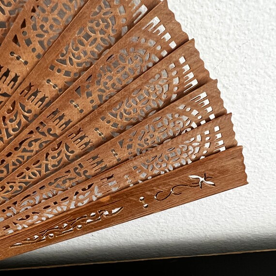 Vintage,Wooden Folding Fan,Chinese Fan,Asian Inte… - image 3