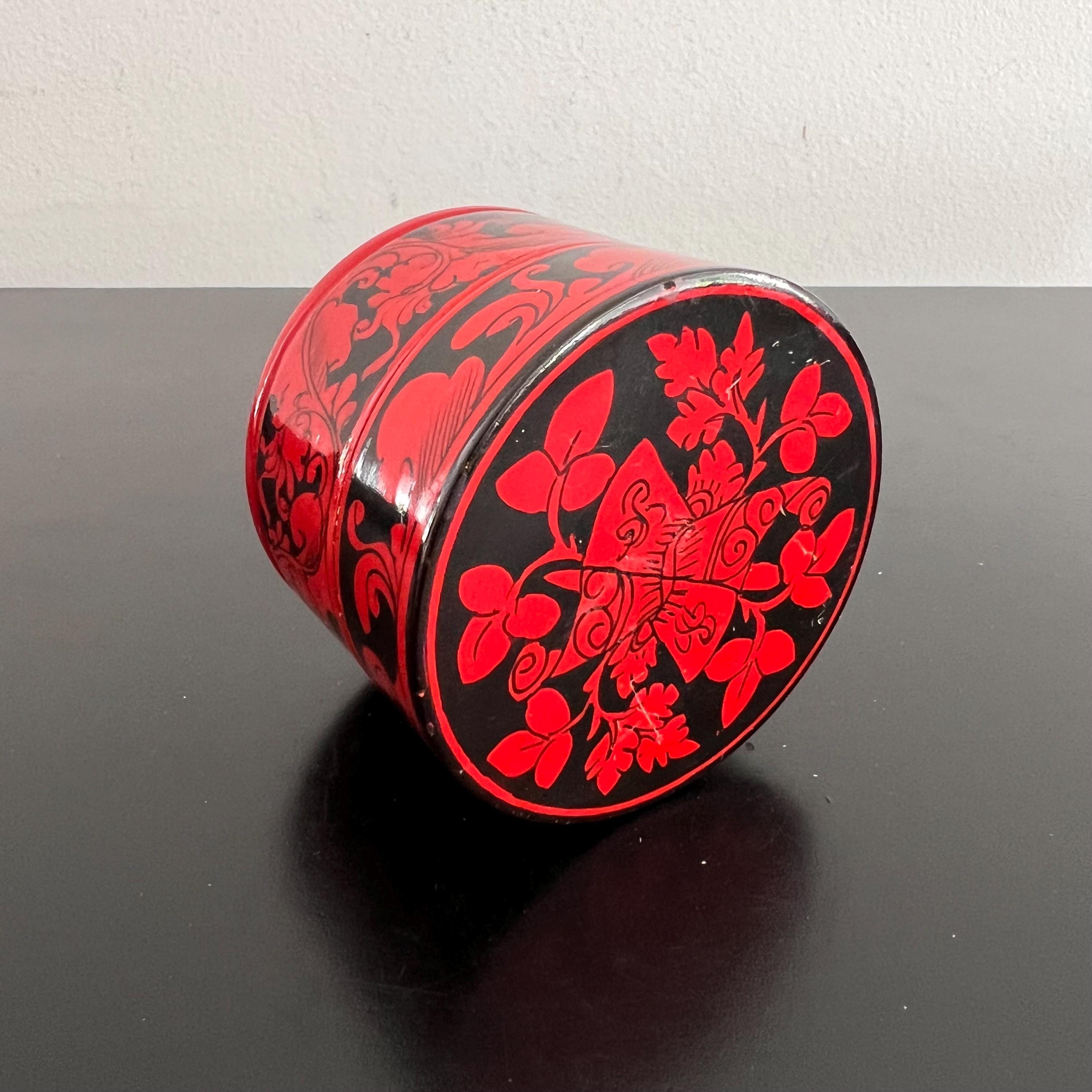 ☆ヴィンテージ ミャンマー バガン塗り 蓋付き円形容器【＊】