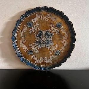Vintage,Bandeja florentina,Bandeja para servir,Bandeja italiana,Bandeja decorativa,Bandeja rococó,Decoración rococó,Regalo,Decoración del hogar,Bandeja
