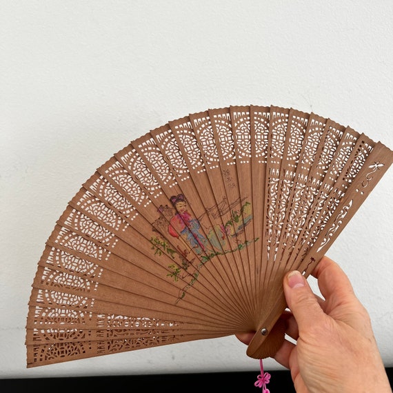 Vintage,Wooden Folding Fan,Chinese Fan,Asian Inte… - image 8