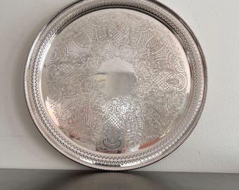 Antique Barker-ellis Silver Plated Gallery Serving Tray With