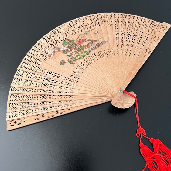 Vintage,Wooden Folding Fan,Oriental Fan,Asian Han… - image 5