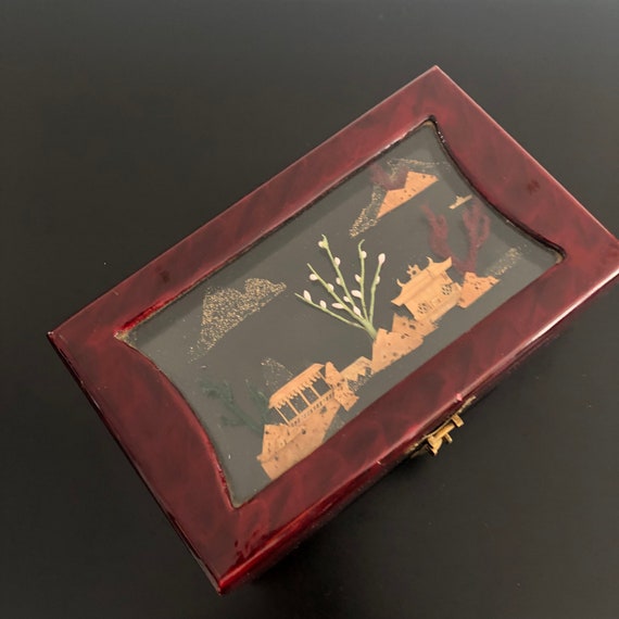 Vintage,Chinese Jewelry Box,Cork Carving Jewelry … - image 6