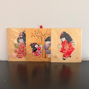 Vintage Oishe und 3D Kimono Stoff Wandkunst: Geisha Decor