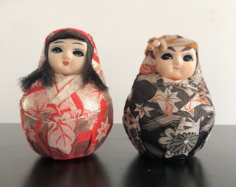 Vintage Kimono Fabric Daruma Dolls, Japanese Wedding Gift