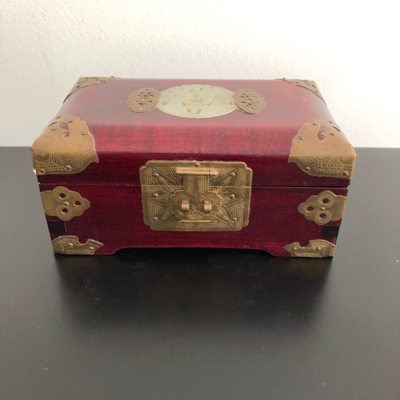 Vintage Wooden Chinese Jewelry Box Asian Interiors Bohemian Decor Chinoiserie Home