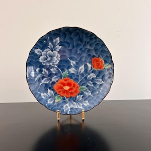Vintage,Japanese Plate,Collectible Plate,Oriental Decor,Porcelain Plate,Chrysanthemum,Blue Plate,Asian Interiors,Oriental Decor,Arita