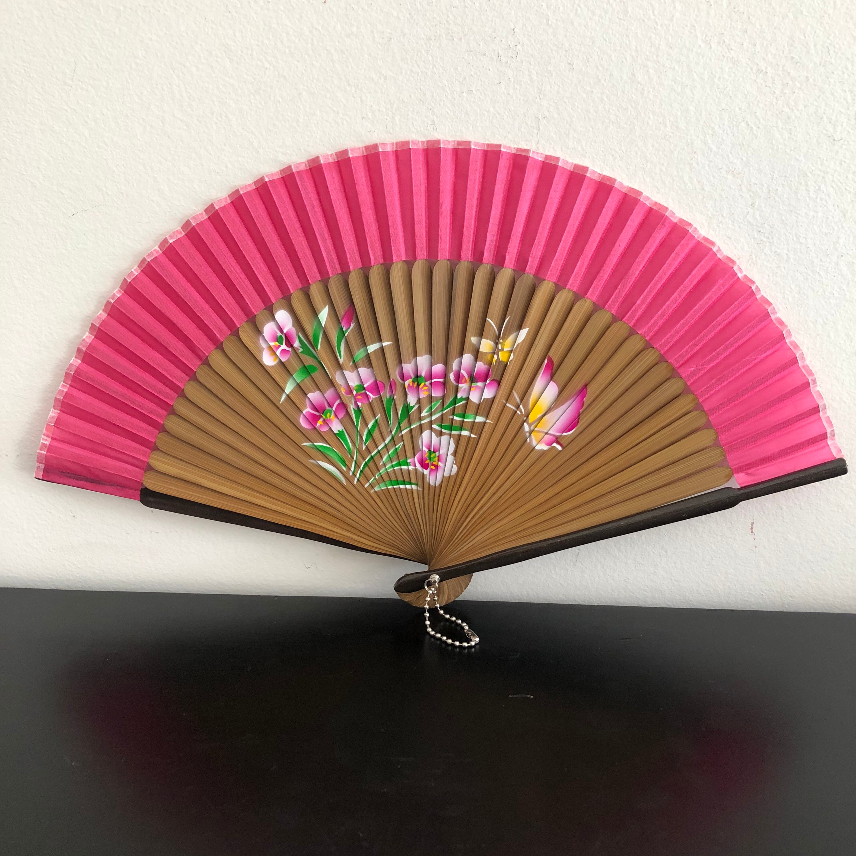 5 of Great Quality Silk Bamboo Fan with Silk Case /Summer Basic/ Mixed Colour 
