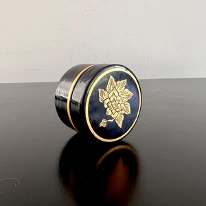 Vintage Ban Khern Lacquerware Box: Thai Black and Gold Lotus Ring Box