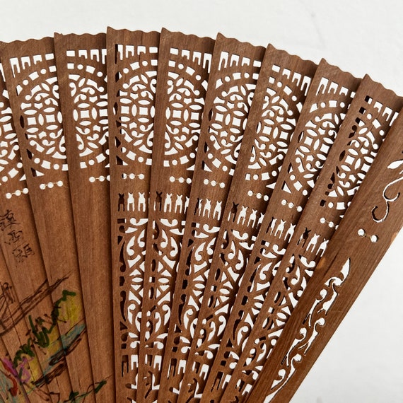 Vintage,Wooden Folding Fan,Chinese Fan,Asian Inte… - image 7