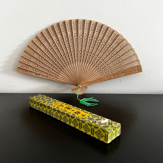 Vintage,Wooden Fan,Folding Fan,Hand Fan,Wood Fan,… - image 1