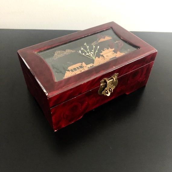 Vintage chinese Jewelry Box cork Carving Jewelry Box shadow Box Lid asian Interiors carved Cork Diorama chinoiserie wooden Box cork Art Etsy Ireland