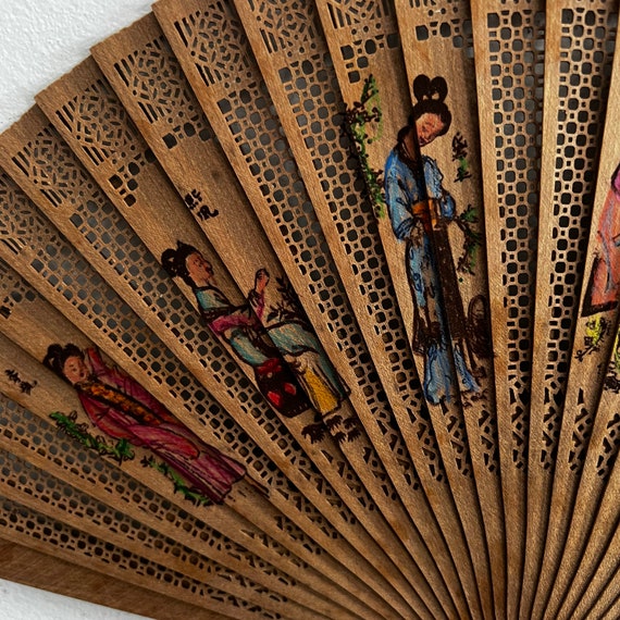 Vintage,Wooden Folding Fan,Hand Fan,Chinese Foldi… - image 7
