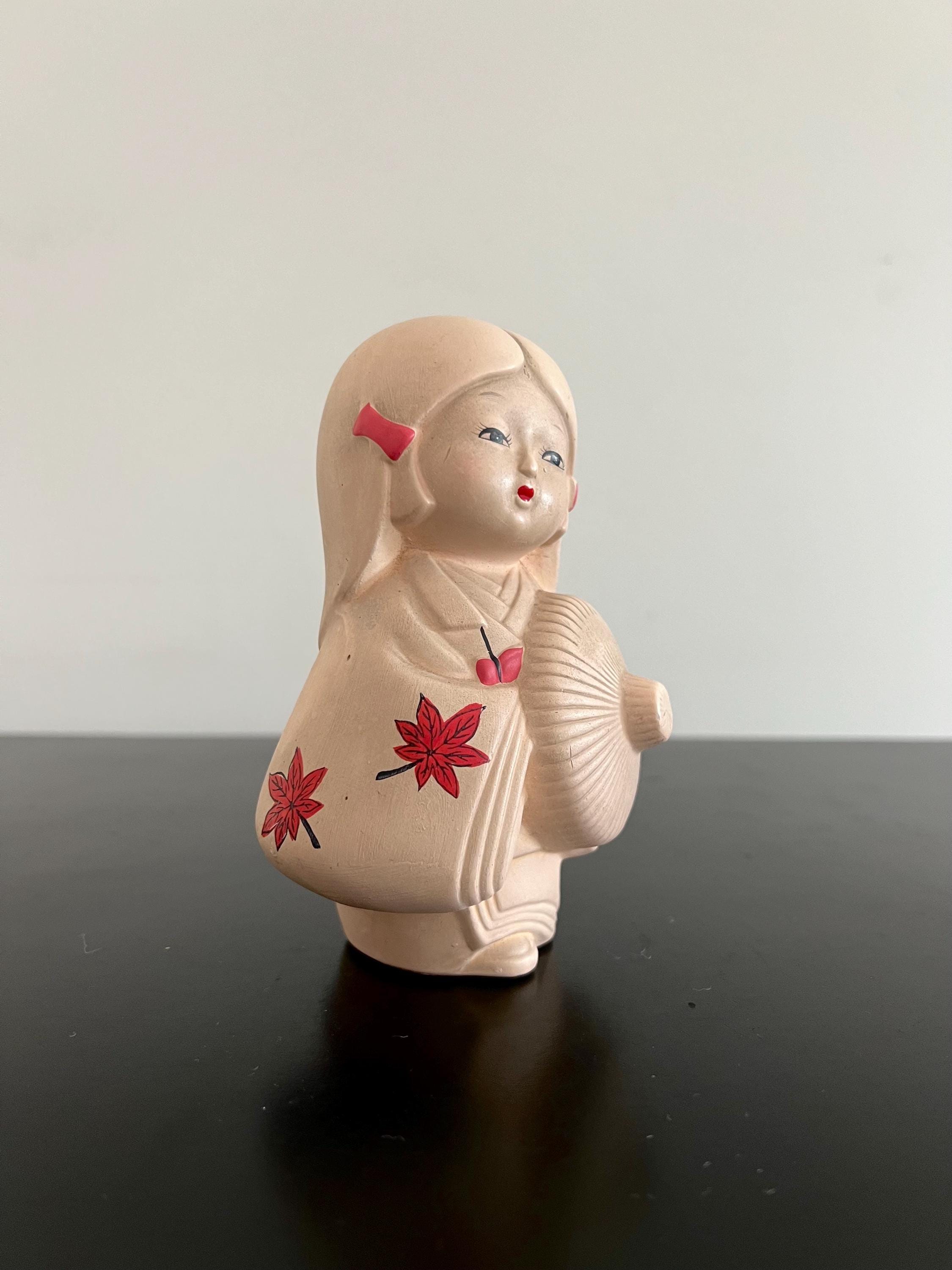 作家　陶芸　土人形　人形　置物 ヴィンテージ博多粘土芸者人形：手描きの日本の置物 - Etsy 日本