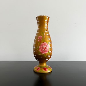 Vintage,Wooden Vase, hand Turned Vase,Bohemian Interiors,Boho Decor,Boho Gift,Wood Vase,Home Decor,Hand Painted Vase