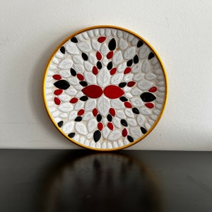 Piatto vintage, di metà secolo, piatto in piastrelle, arredamento retrò, MCM, piatto in piastrelle a mosaico, piatto MCM, realizzato in Giappone