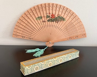 Vintage,Wooden Folding Fan,Asian Fan,Hand Fan,Oriental Fan,Asian Interiors,Fan,Chinese Folding Fan,Chinoiserie,Chinese Folding Fan,Wood Fan