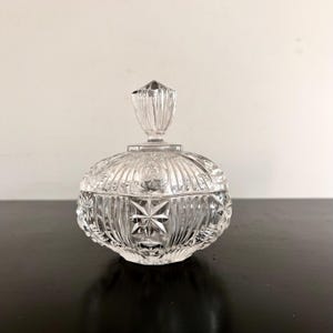 Vintage Cut Glass Lidded Bowl: Starburst Candy Dish, Jewelry Box