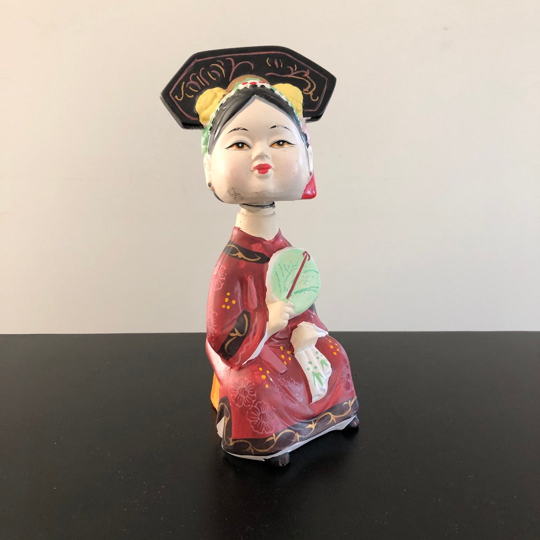 Lot De 5 Figurines Bobbleheads Vintage - Enfants Asiatiques - Tête Qui Bouge - 3,5 Pouces