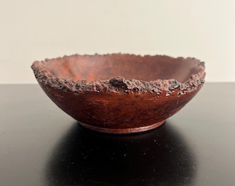 Vintage live edge wooden bowl, natural edge rustic decor