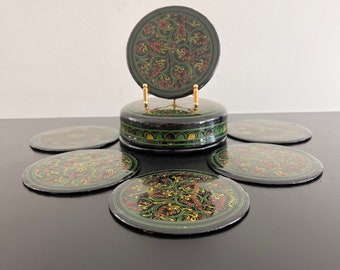 Vintage,Burmese Drinks Coasters,Burmese Lacquerware,Drinks Coasters,Coasters,Boho Gift,Bohemian Interiors