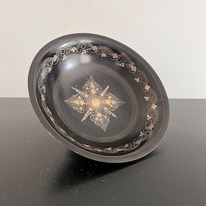 Vintage, Tigela de latão preto, Tigela de latão indiano, Tigela indiana, Tigela de metal, Decoração Boho, Presente Boho, Interiores Boho, Decoração para casa, Tigela, Preto e dourado