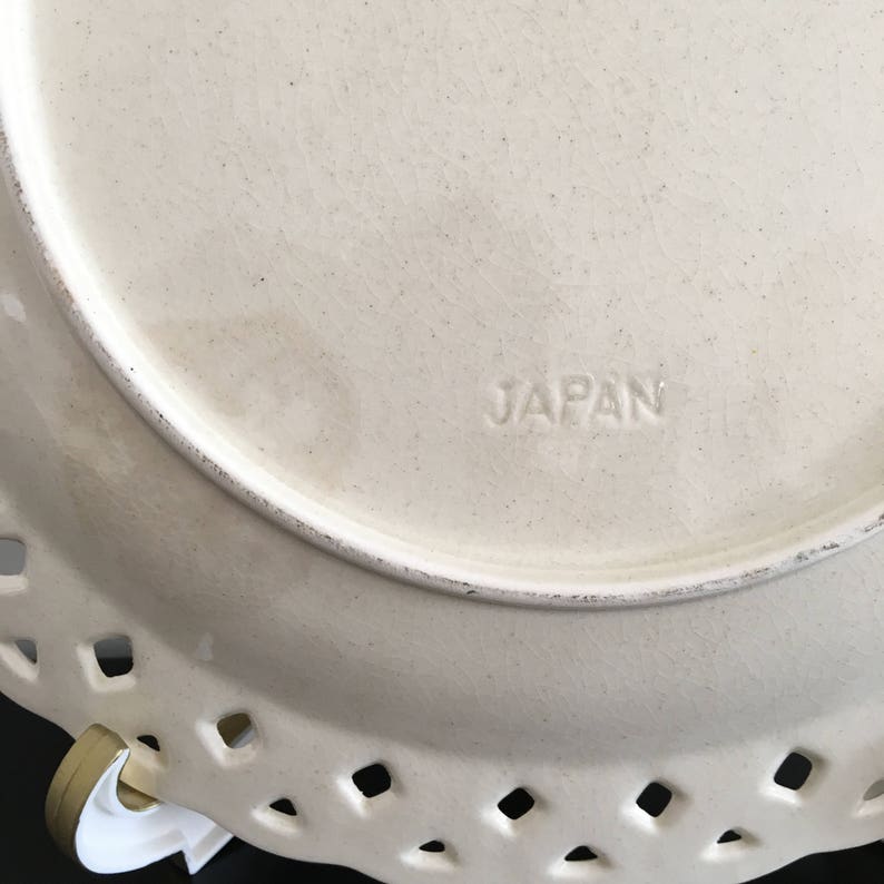 Vintage Decorative Bowl Oriental Peacock,Made In Japan Japanese Ceramic Plate Ceramic Peacock Plate Large Plate Basket Weave Border
