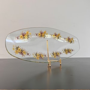 Vintage,Chance Glass Oval Plate,Glass Platter,Retro Glass,Floral Glass Plate,Oval Glass Plate,Retro Glass,Retro Gift,Glass Plate