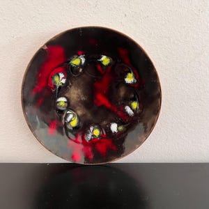 Vintage Enamel Copper Trinket Dish - Mid Century Modern Decor