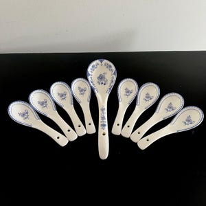 Vintage,Ceramic Spoon,Chinese Spoon,Chinese Ceramic Spoons,Soup Spoons,Asian Spoons,Ceramic Spoon Set,Blue And White