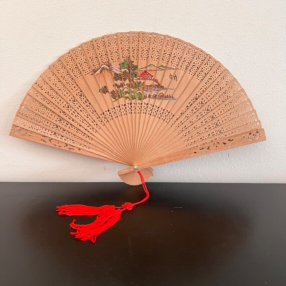 Vintage,Wooden Folding Fan,Oriental Fan,Asian Han… - image 6