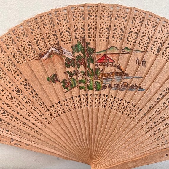 Vintage,Wooden Folding Fan,Oriental Fan,Asian Han… - image 9