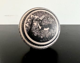 Vintage Cypriot Pottery Trinket Box, Replica Ancient Greek Ceramic Box