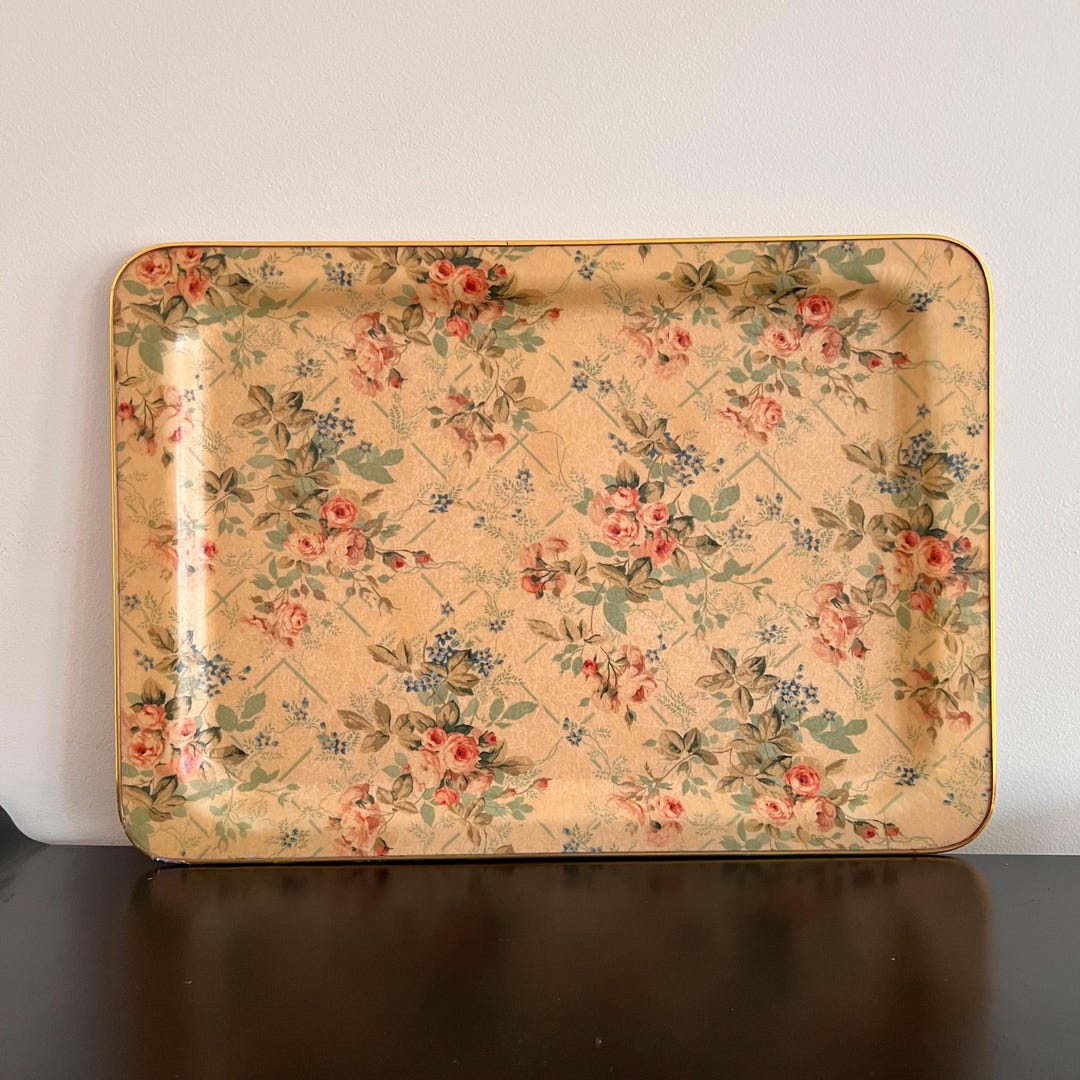 Vintage Floral Fiberglass Serving Tray - Arnold Designs, England