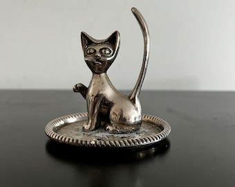 Vintage,Cat Ring Holder,Silver Car,Ring Storage,Jewelry Cat,Cat Lovers Gift,Ring Tree,Cat Ring Tree