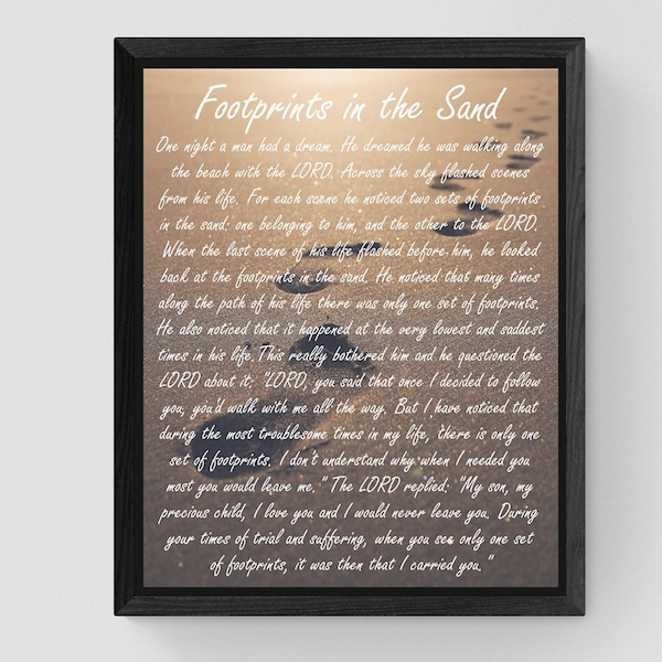 Footprints in the Sand Framed - Etsy