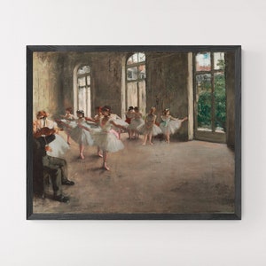 Degas Ballerina Painting Print: The Rehearsal, Framed Canvas Art