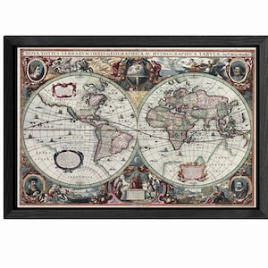 1630 World Map Print: Restored Vintage Atlas, Historic Wall Art