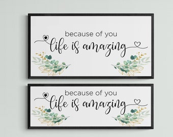 Eucalyptus Nursery Sign | Because of You Life is Wall Decor