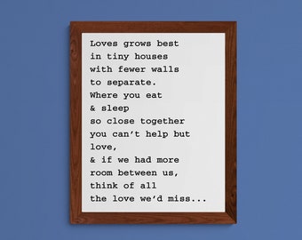 Love Grows Best, Canvas Text Print, Family Love Sign, Tiny House Canvas Sign, Little House, Big Love Canvas Wrapped Framed Sign