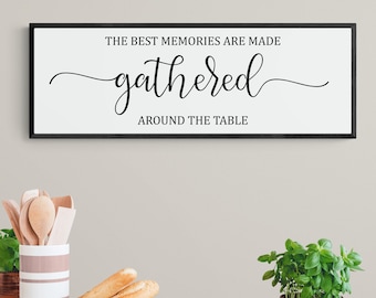 the best memories are made gathered around the table | dining room sign | kitchen sign | family dining wall art